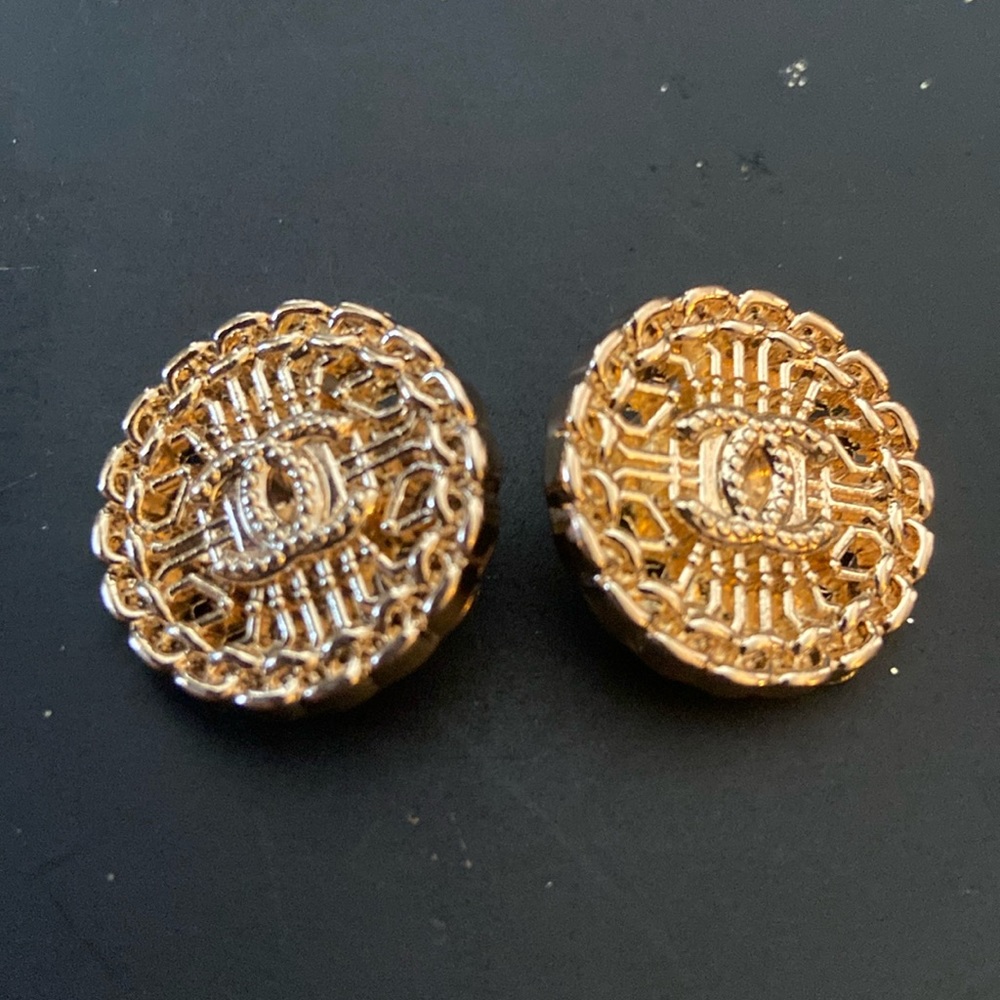 Chanel gold design Stamped Logo Buttons set of 2